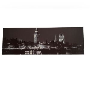 London Cityscape Black & White Canvas Print – 30” x 10”